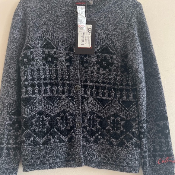 NWT $122 Catimini France Cardigan Sweater Girls Size 6 black gray - Picture 2 of 10
